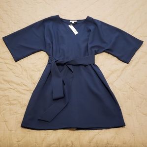 Navy dress with kimono 3/4 sleeves